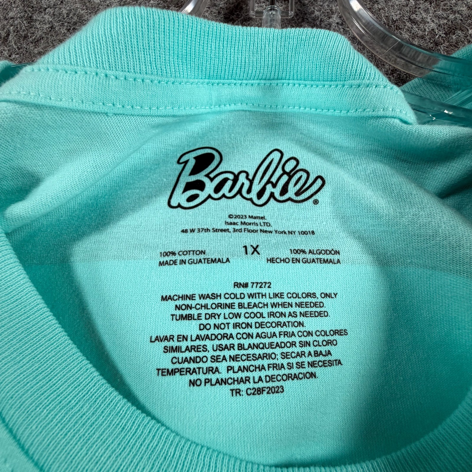Barbie T Shirt Womens 1X Aqua Cotton Sunday Funday Oversized Doll Pool Ring