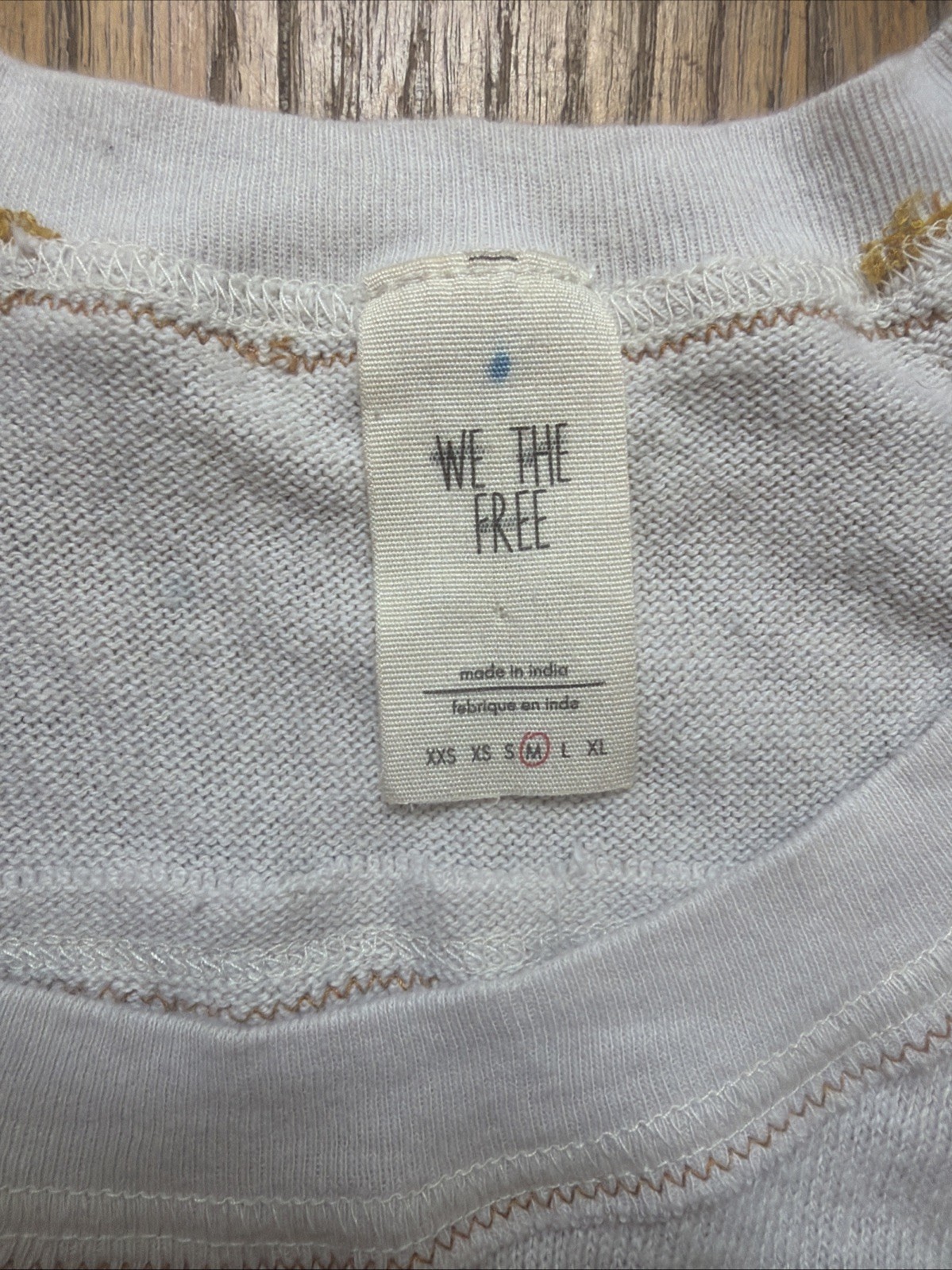 We The Free People M Contrast Sleeves Tee Kint Sequin Los Angeles 86 Jersey Top