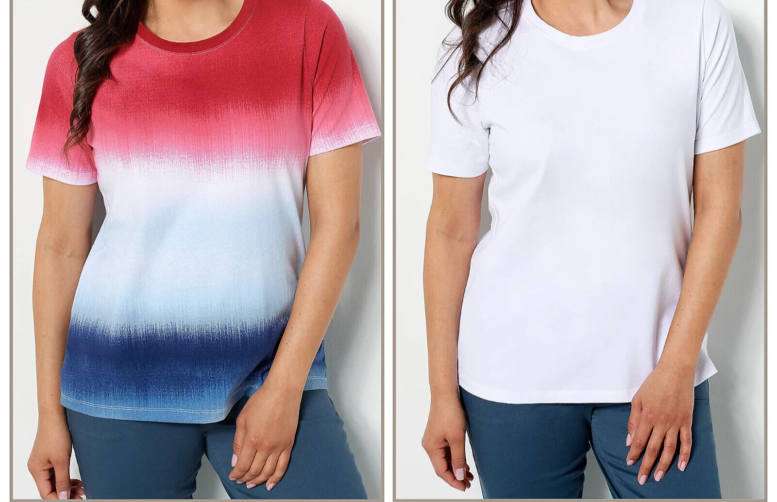 WOMEN’S “PLUS 1 X” PERFECT JERSEY TOP’S (PACK OF 2) TIE DYE/SOLID *NIP*