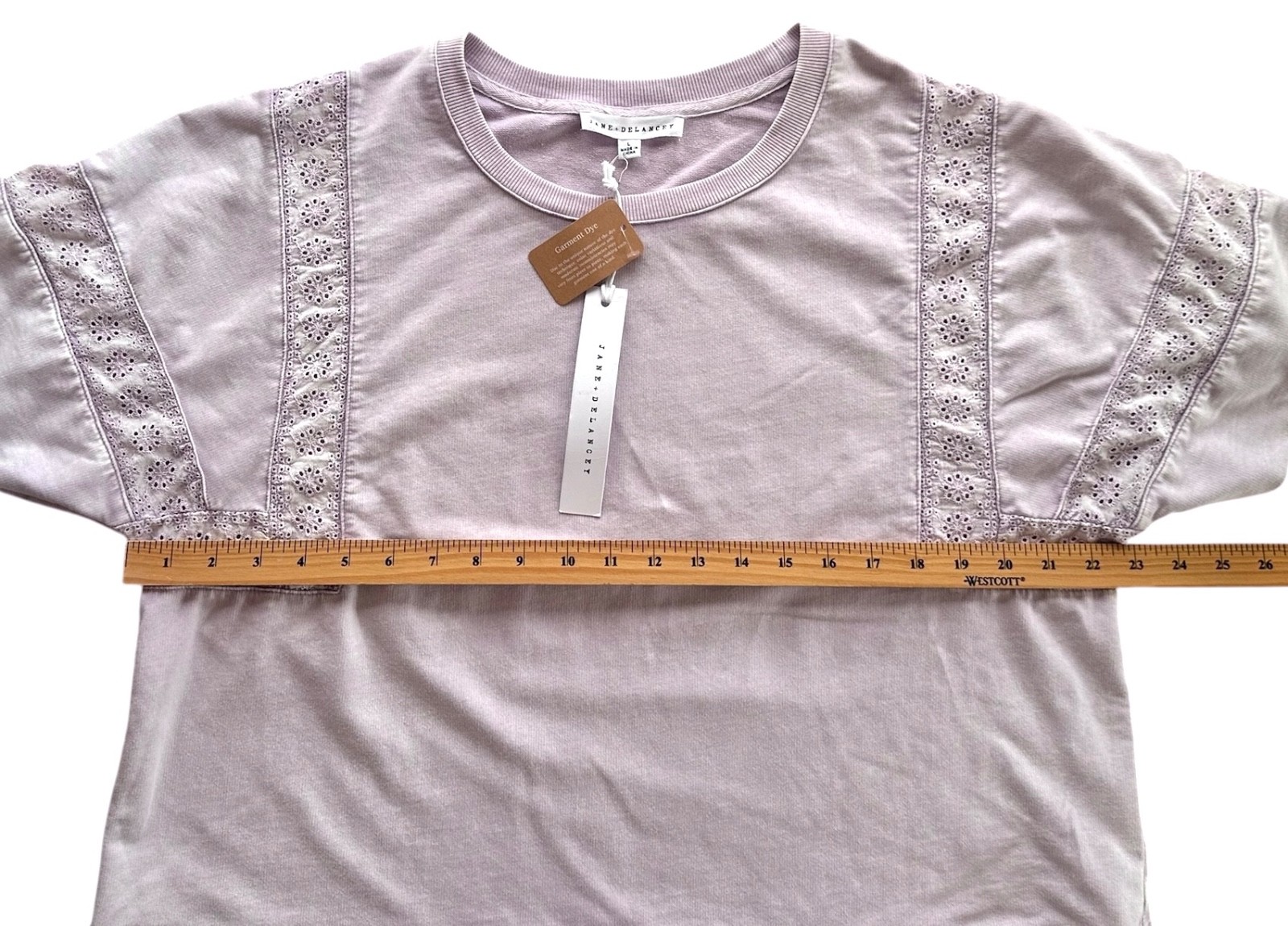 Jane & Delancey Women’s Garment Dye Blouse Top Short Sleeve Size L Light Lilac