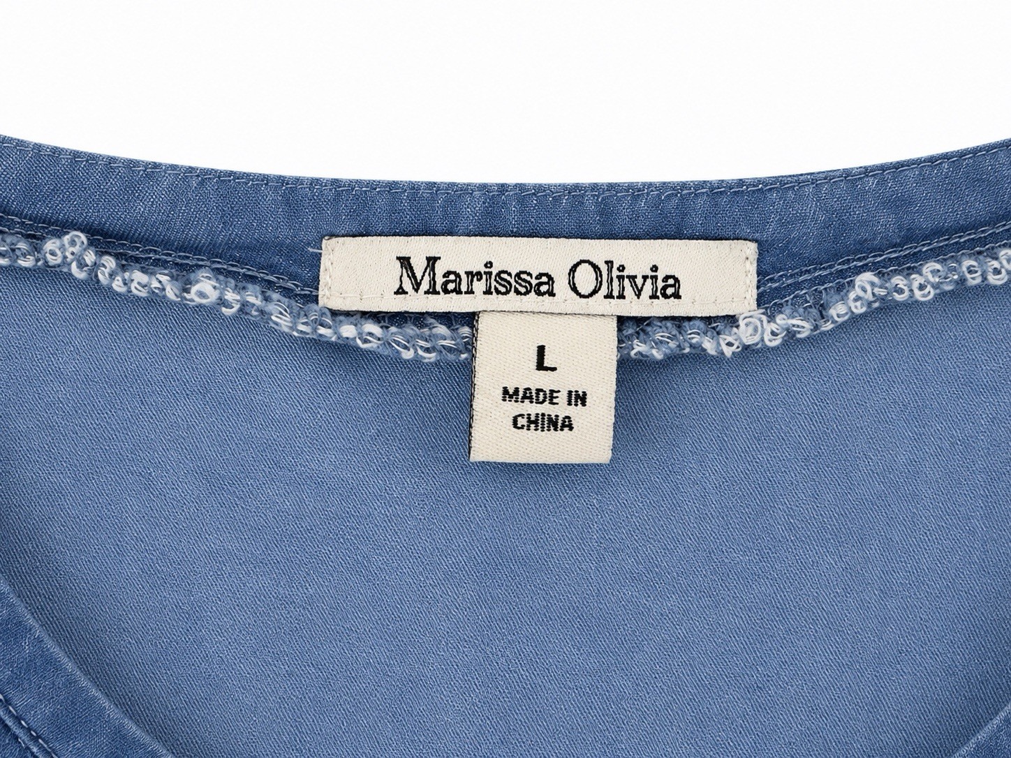 Marissa Olivia Women’s Blue Solid Scoop Neck Eyelet Pullover Blouse Size L