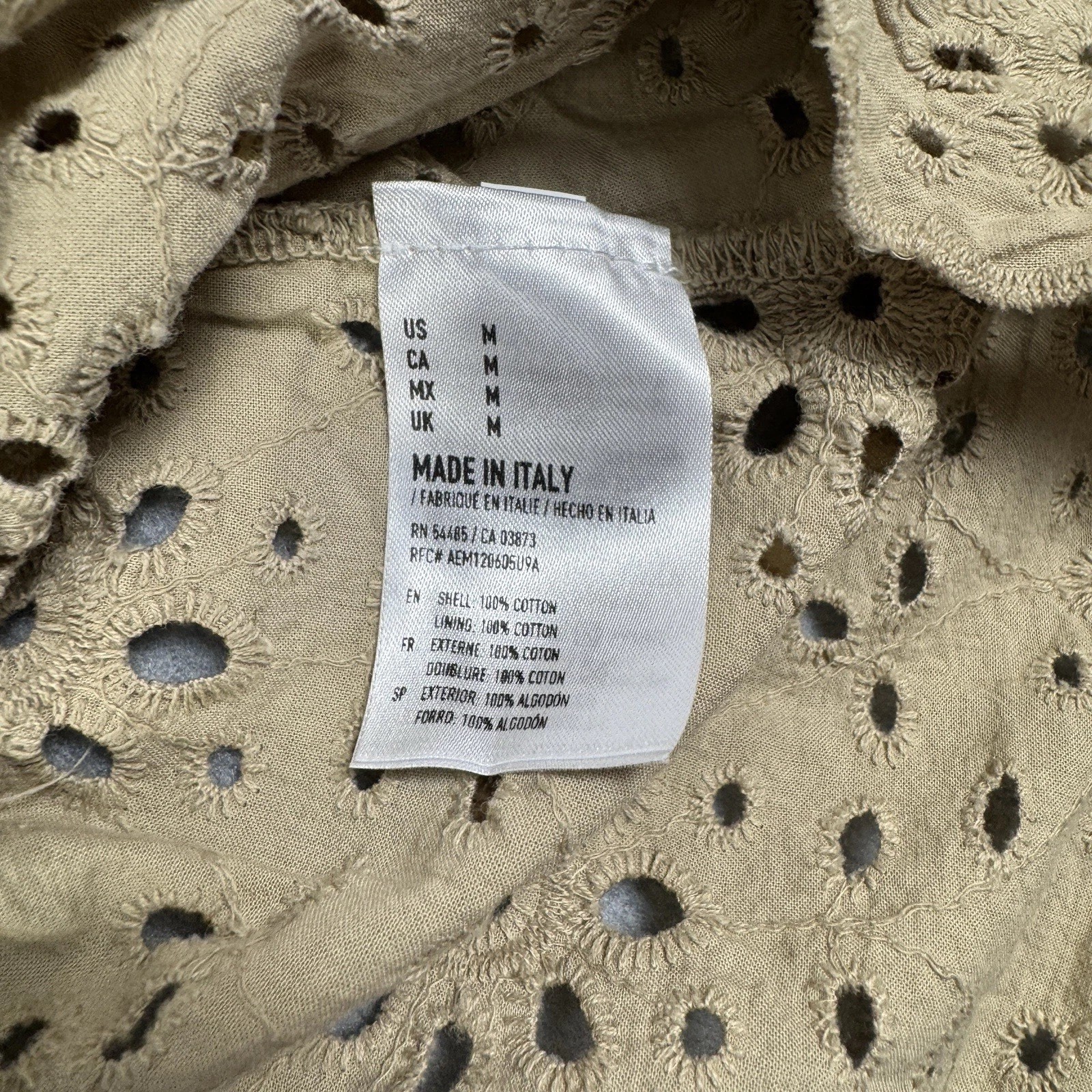 American Eagle Eyelet Embroidered Peplum Tank Top Boho Cottagecore Beige M Y2K
