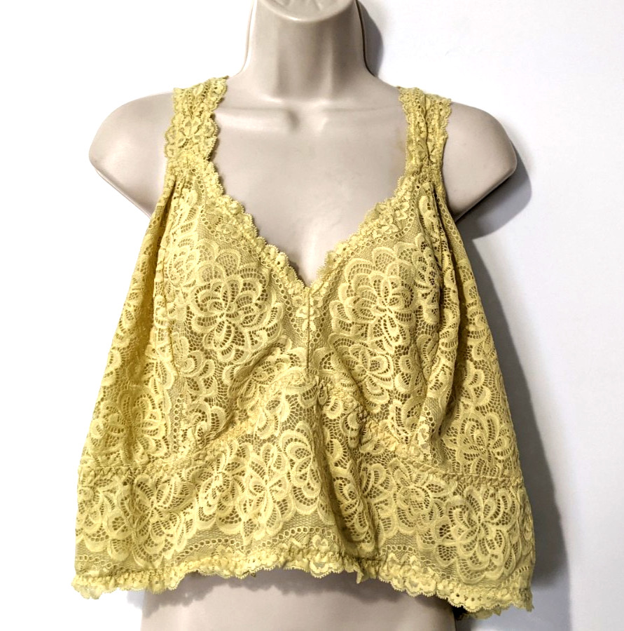 Torrid Curve Women’s Floral Lace Bralette Sz 5 Yellow Nylon/Spandex Blend