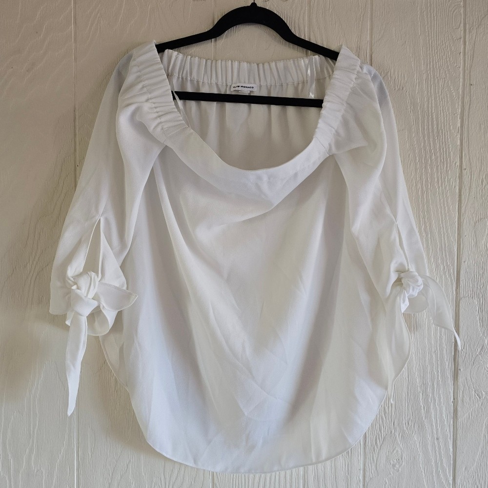 Club Monaco White Off Shoulder Top Blouse sz 4 EUC