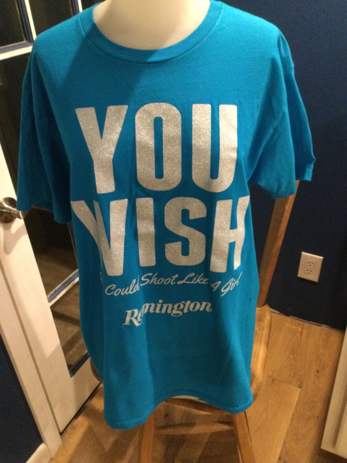Remington Women’s large “You Wish You Could Shoot Like a Girl” teal t-shirt