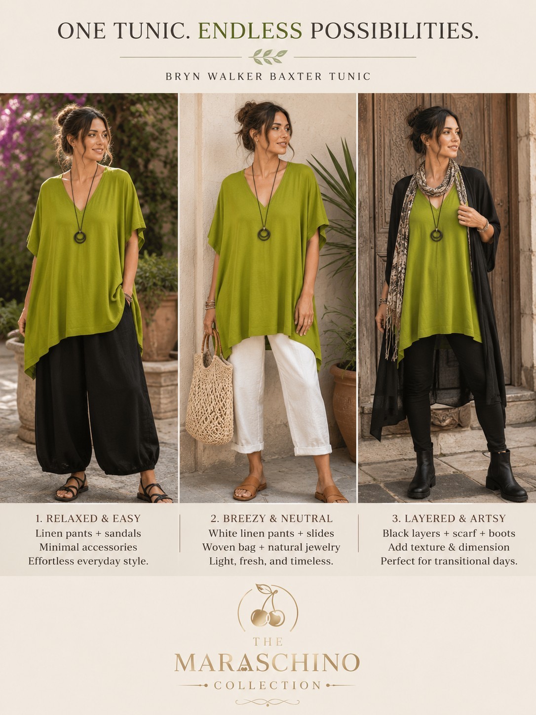 Bryn Walker Baxter Tunic Top Lagenlook Bamboo Organic Cotton Green Oversized M