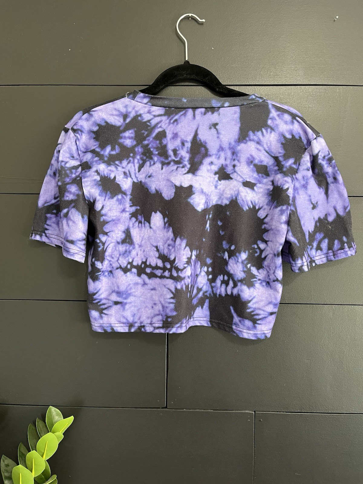 NEW YORK Tie Dye Bling Crop Oversized Purple Tee Unisex Adult Sz XS EUC