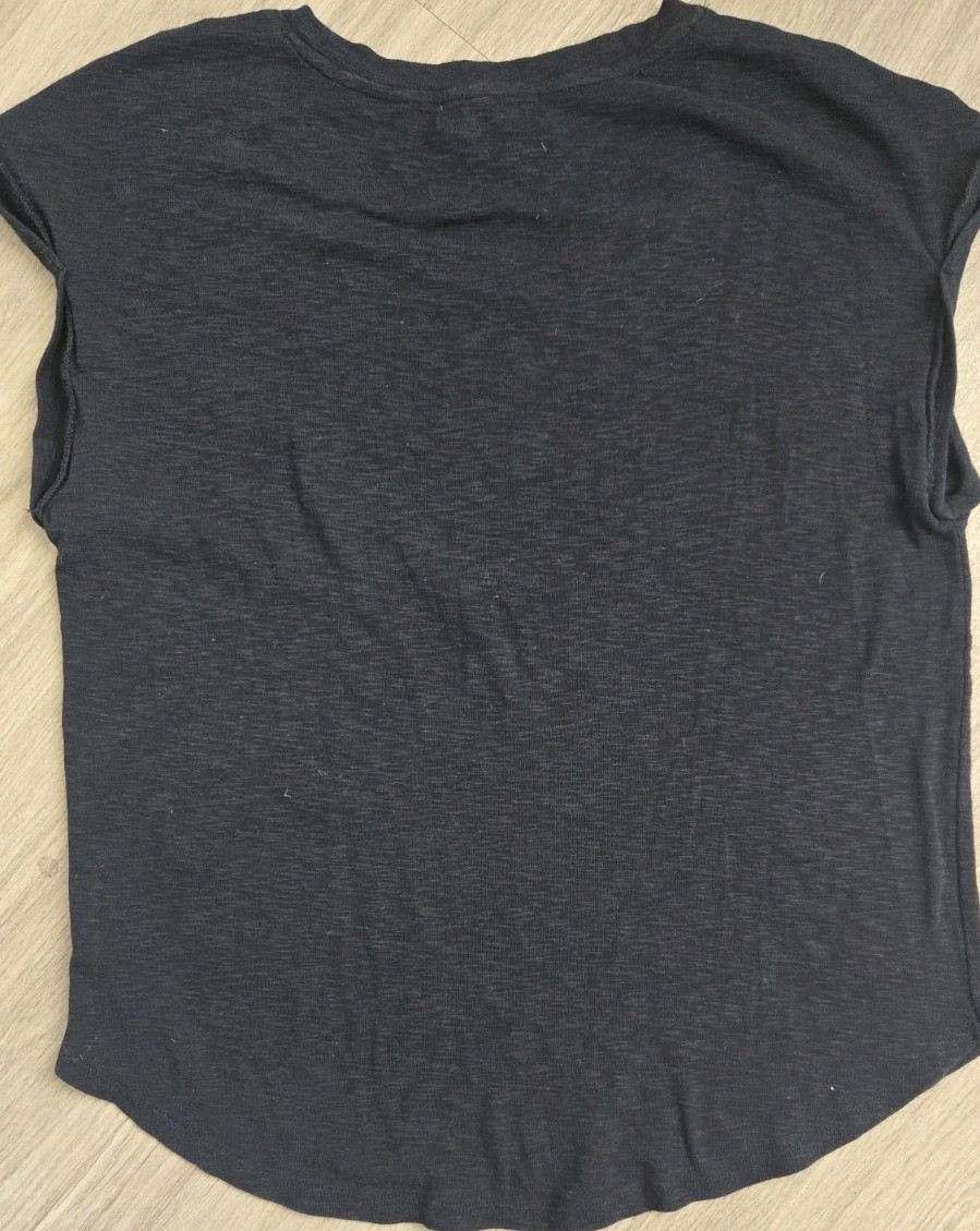 Womens Marled Essentials Pocket Tee Sz L Black Navy Heather