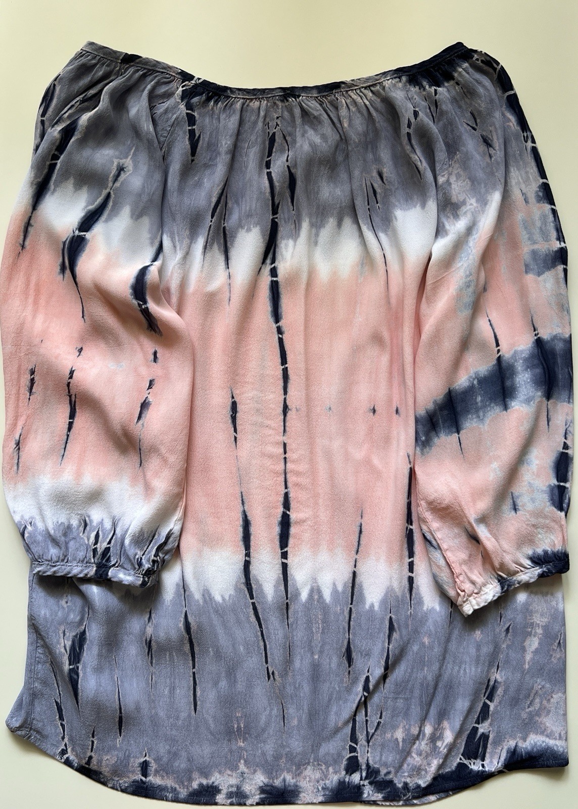 Promesa Tie Dye Peasant Blouse Womens L Boho Rayon Long Sleeve Cottagecore Top