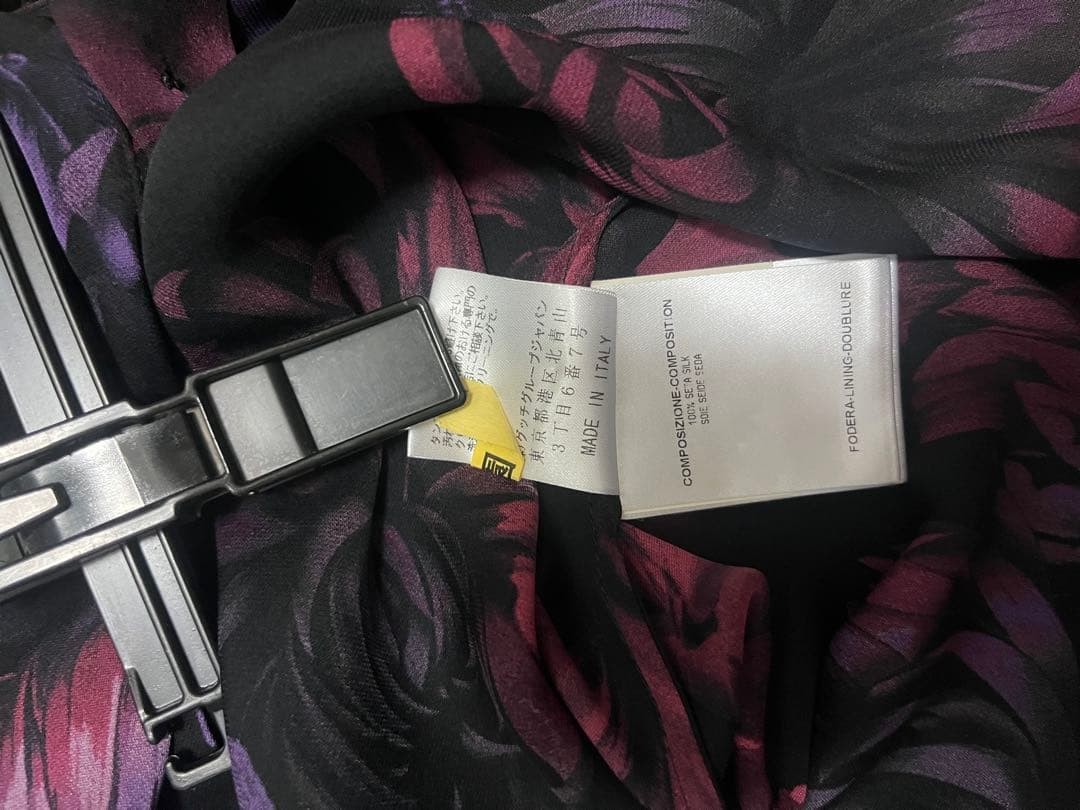 GUCCI Silk Blouse Purple Floral Print Size 40 65cm Long Sleeve