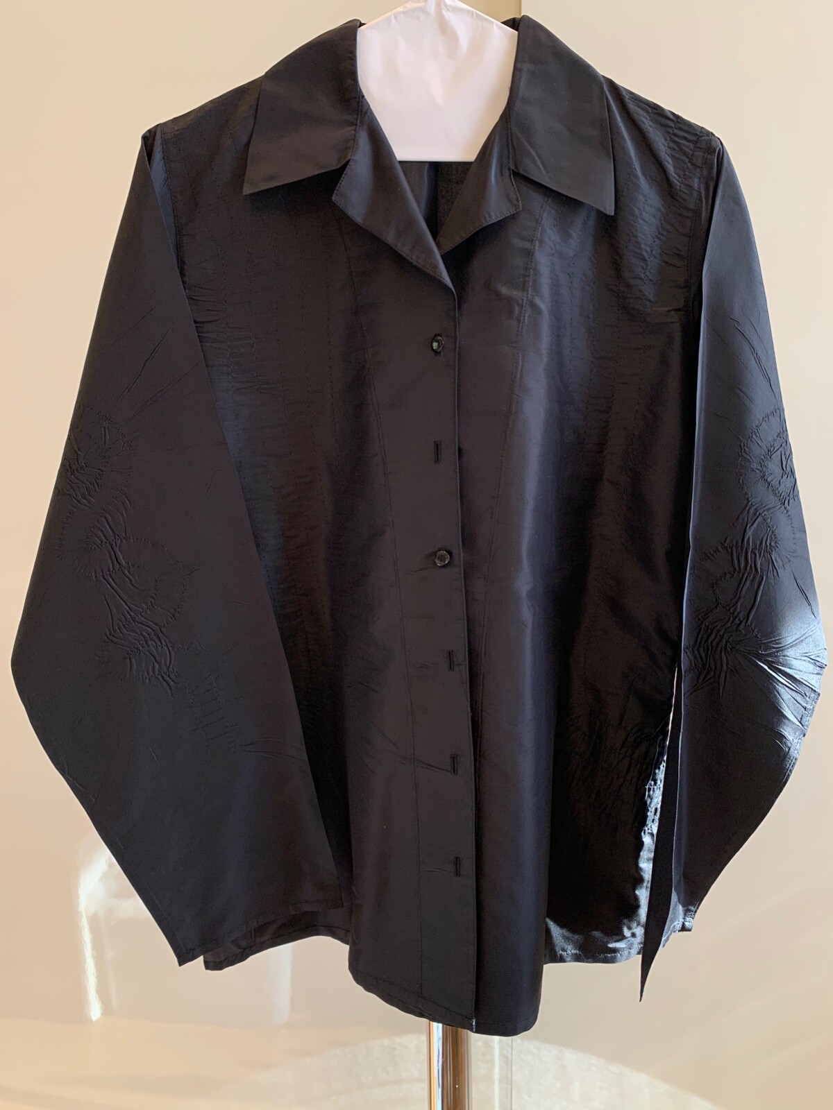 Anne Fontaine Womens Black Silk Blouse Top Long Sleeve Button Down SIZE 3/US M-L