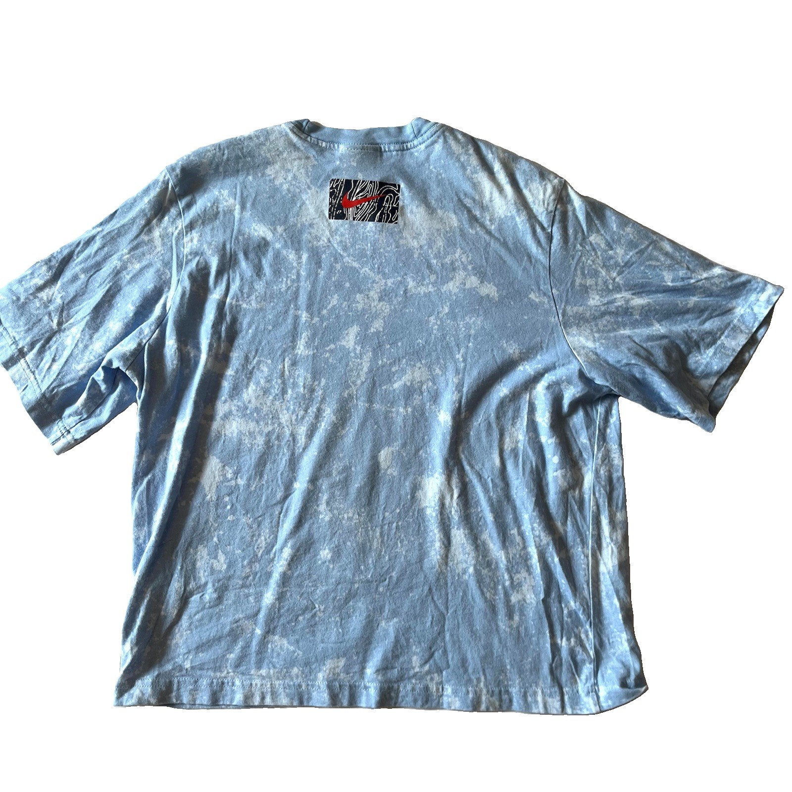 Nike Sportswear Boxy RWD Blue Acid Wash Graphic T-Shirt DM7997-436 Womens Medium