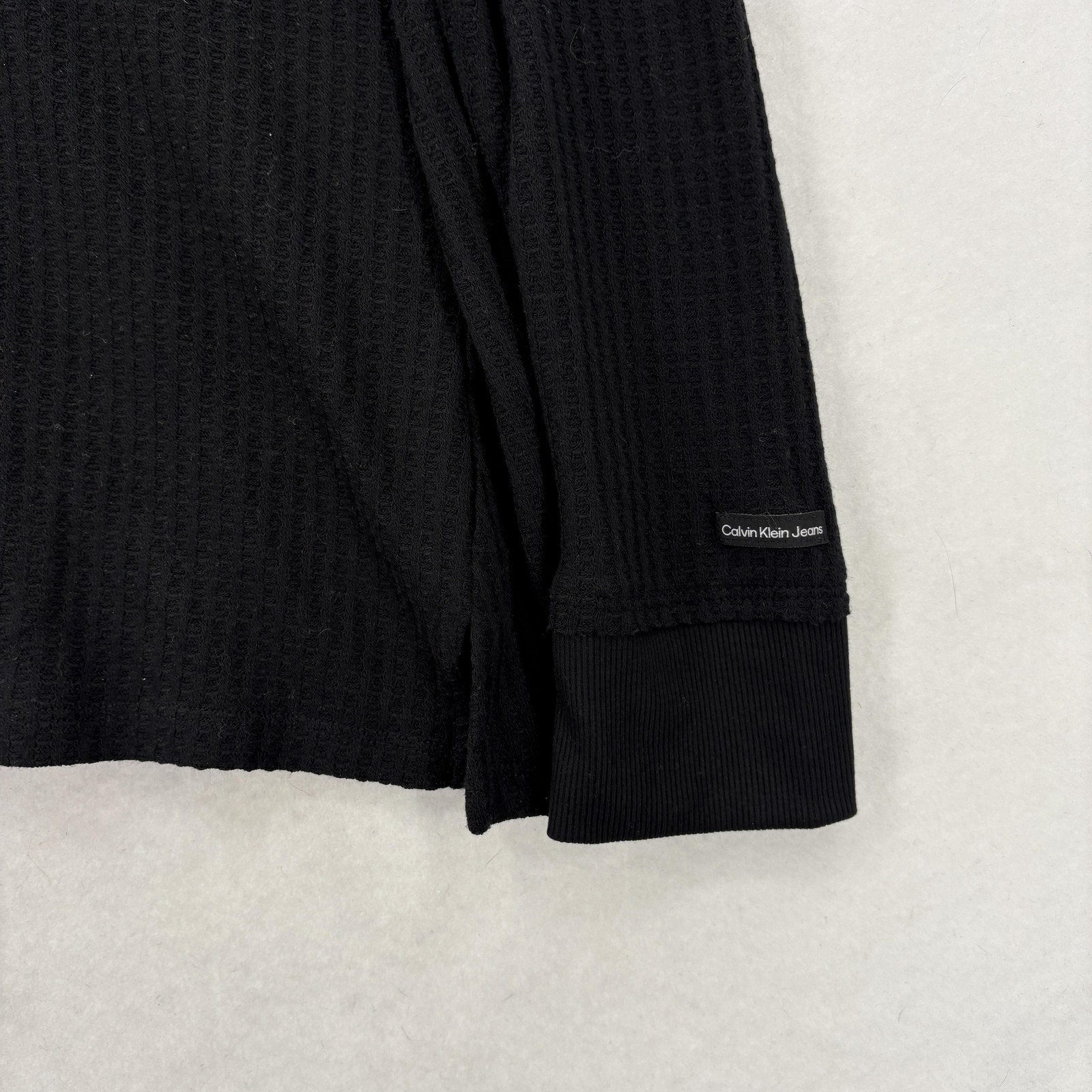 Calvin Klein Jeans Shirt Womens XL Black V-Neck Raglan Long Sleeve Thermal NWT
