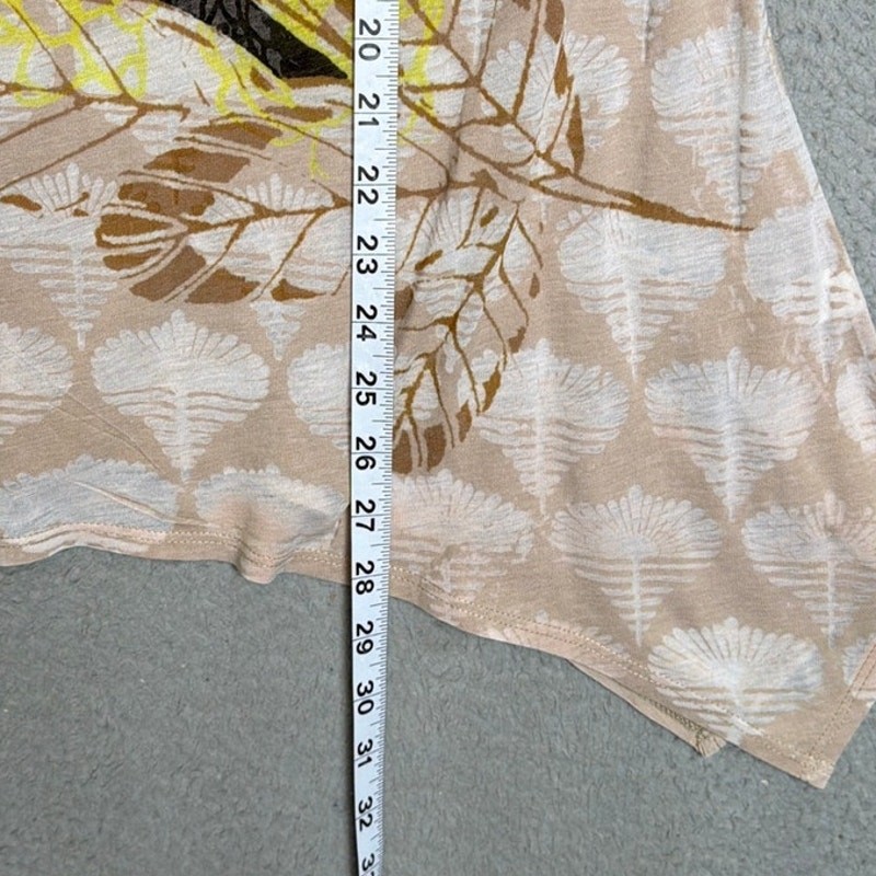 Butterfly Dropout Handmade Boho Tunic Top Leaf Print Handkerchief Hem XS USA