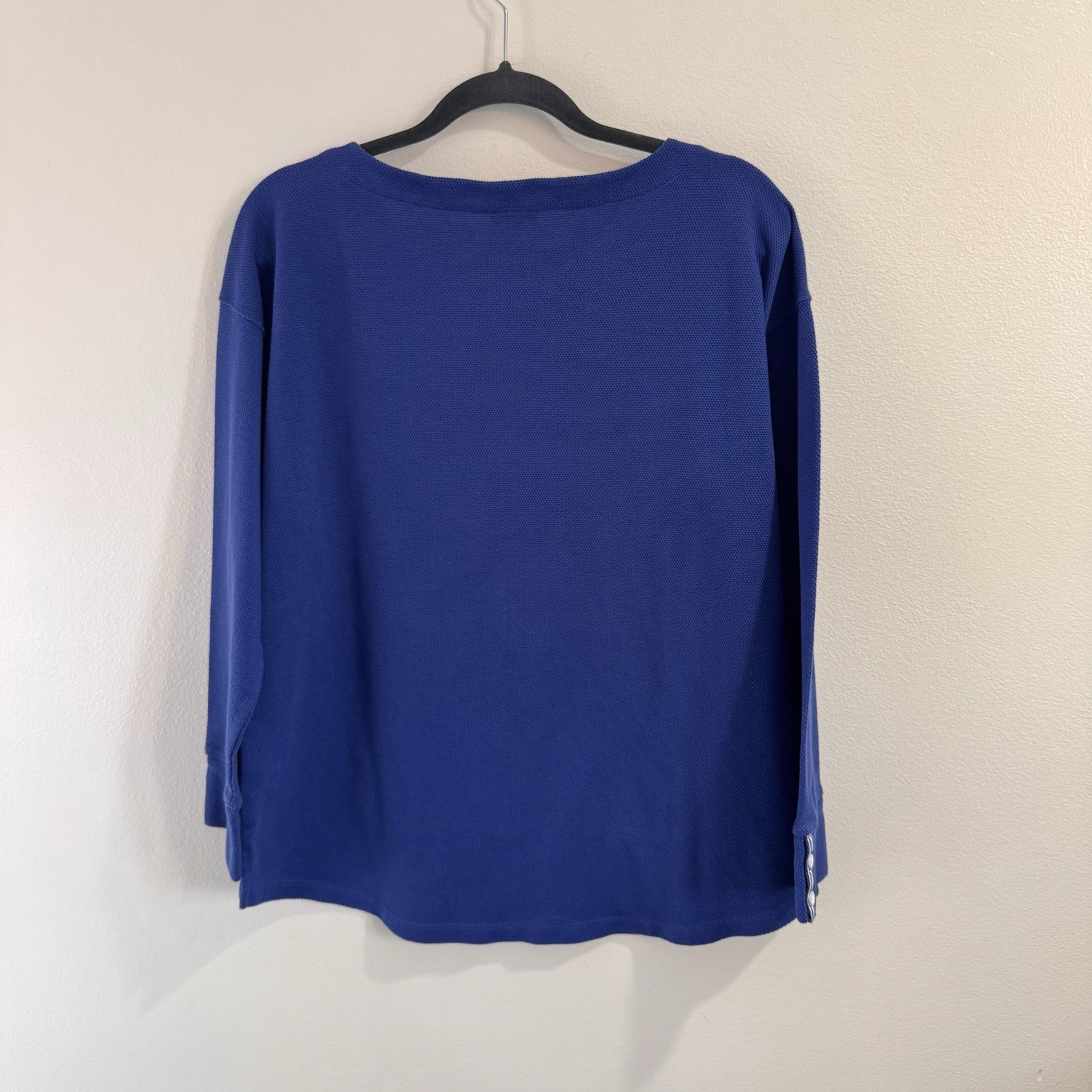 Talbots Set Lot of 2 Shirts Blouses L Waffle Thermal Knit Black Blue Pockets