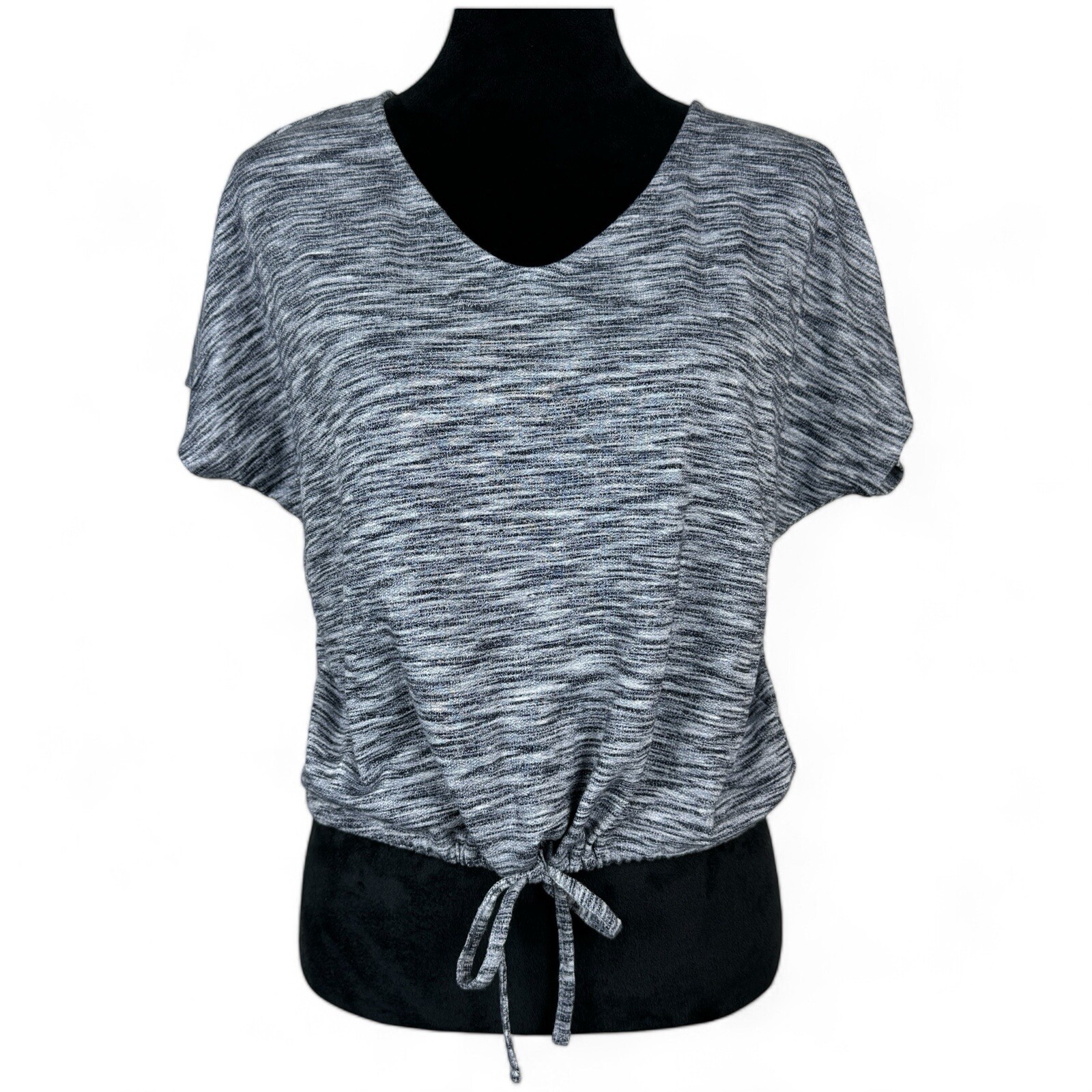 Como Vintage Crop Top Womens Size M Gray Short Dolman Sleeve Stretch