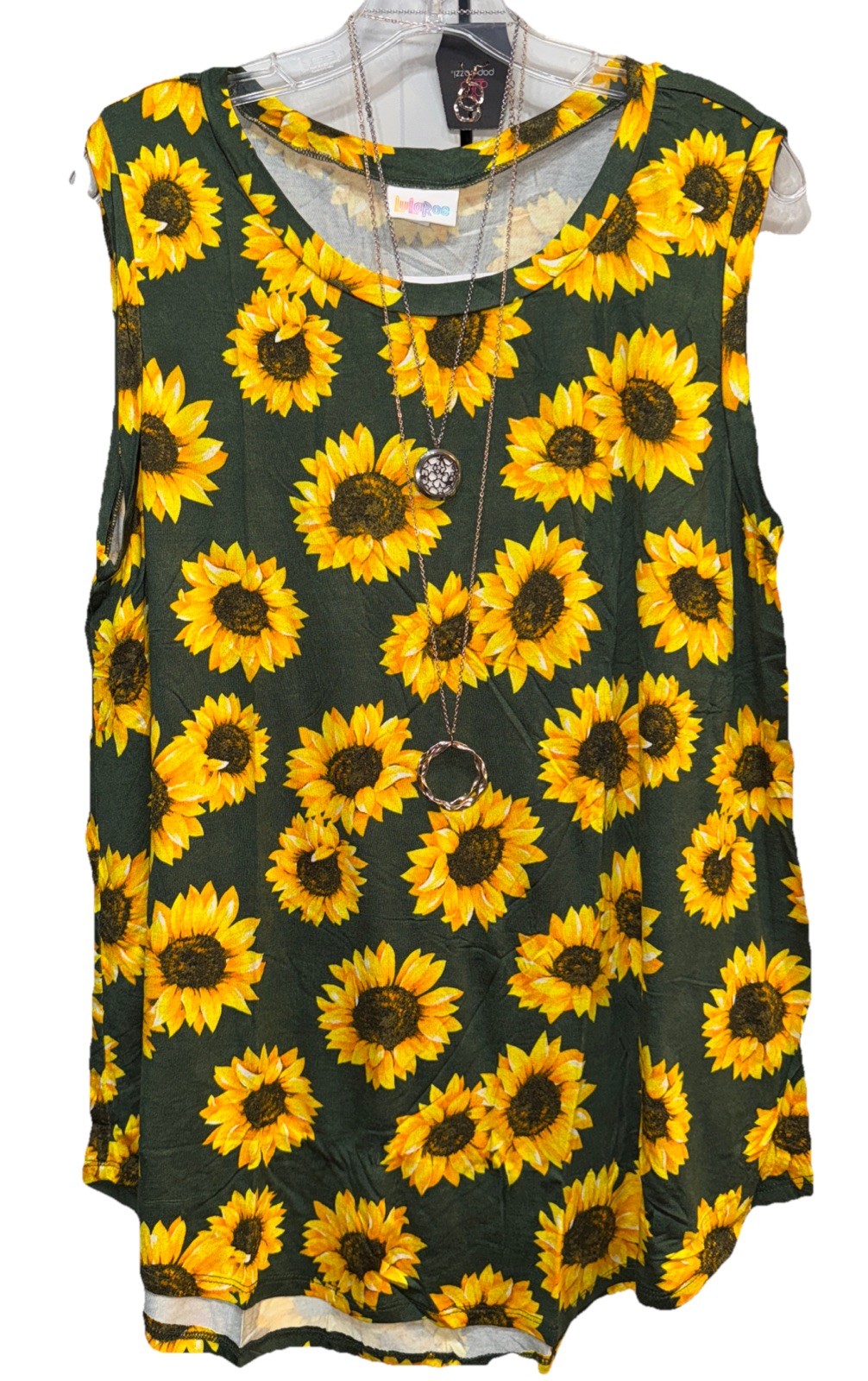 NWT New Release 2XL Green Gold Sunflowers Floral Cocoa Relaxed Fit Tank Top