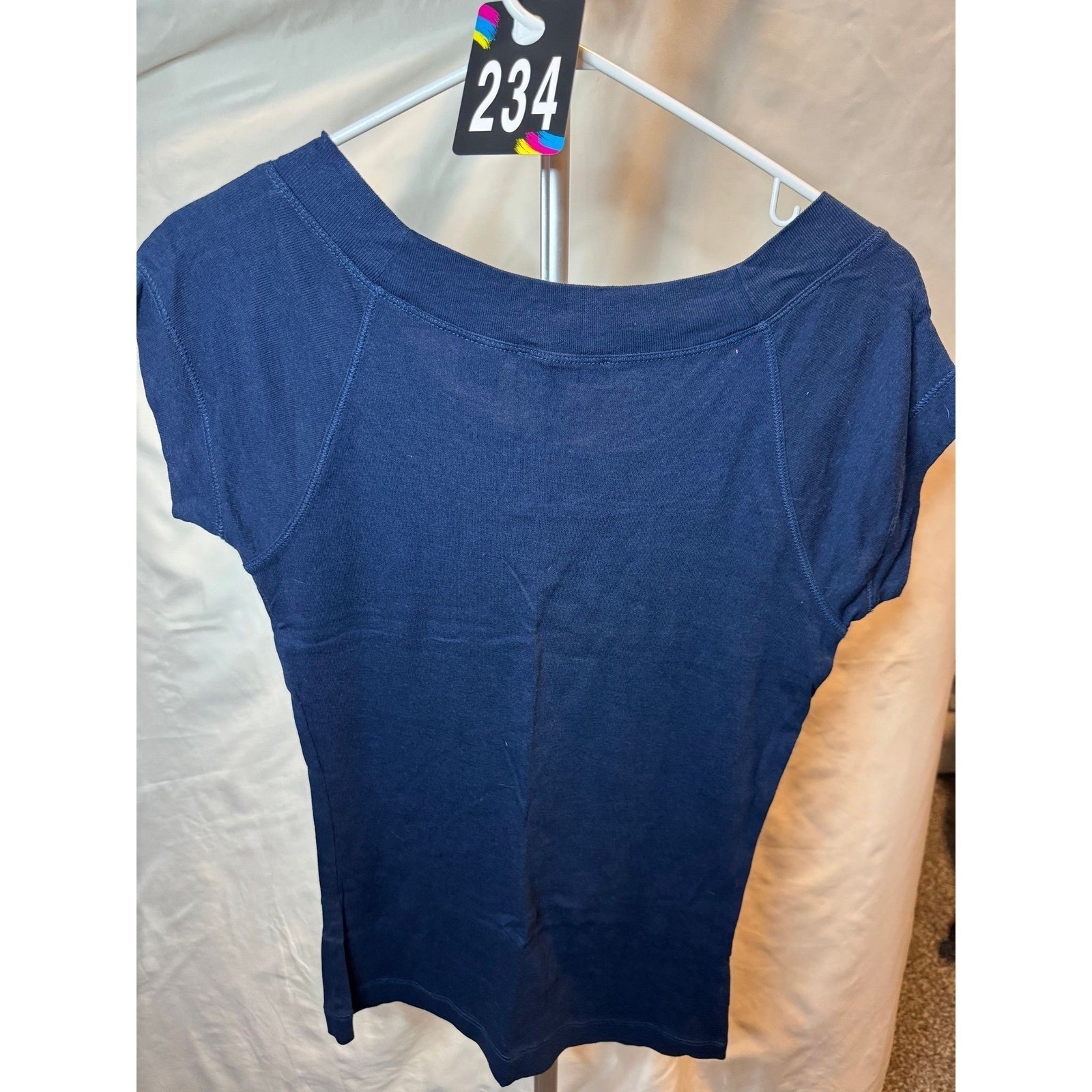234 Carole Little Women Navy Blue Pima Cotton Modal Scoop Neck Short Sleeve Tee
