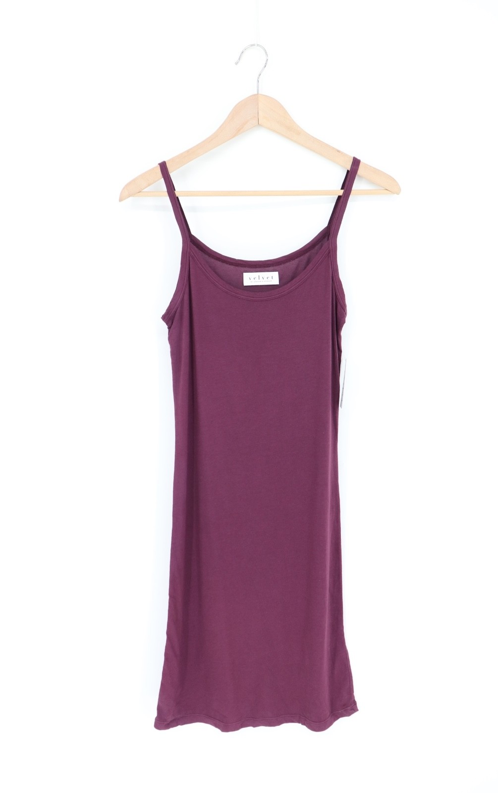 VELVET By Graham & Spencer Scarlett Gauzy Whisper Long Tank Top Wine S $98 A10