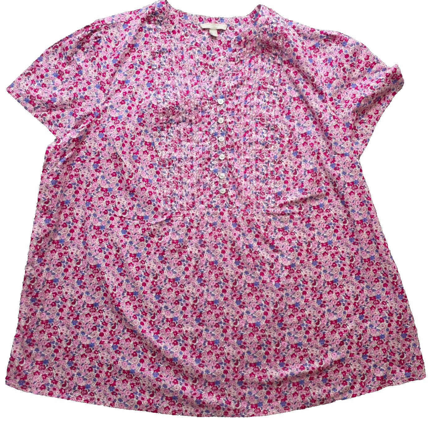 NEW! Woman Within Blouse Sz 1X 22/24 Pink Floral Pintuck Pretty Woman Top NWOT