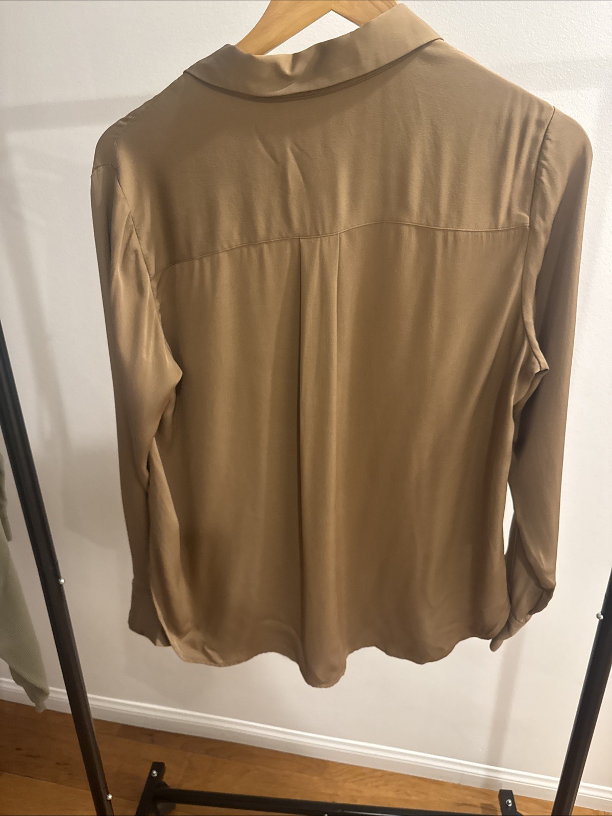 Theory Silk Blouse Champagne, Size Medium