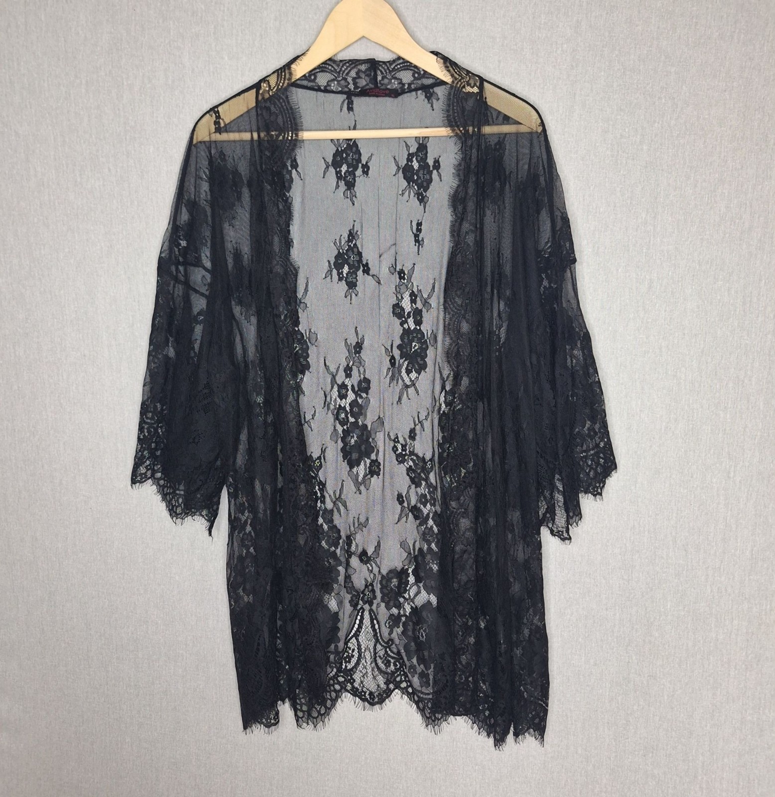 Avid Love Soft Lace Kimono Cover Up Size XL Preppy Beach Lounge Chic