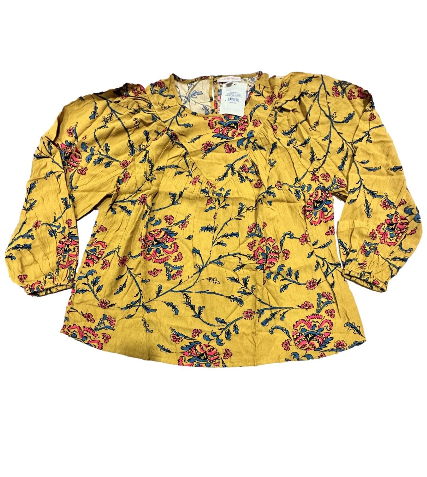 Women’s Bishop Long Sleeve Blouse – Knox Rose Yellow Floral M