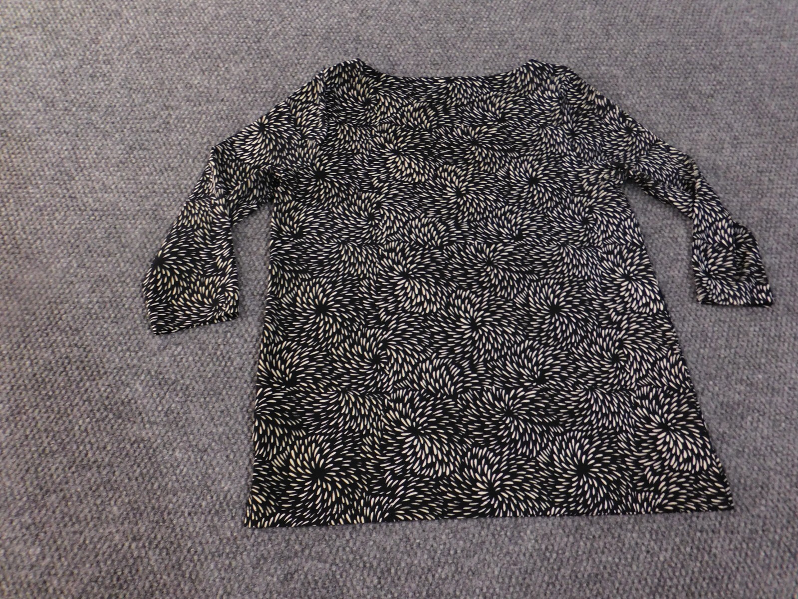 talbots petite small top black geometric womens stretch pullover casual
