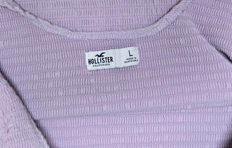 Hollister Women’s Purple Ribbed Knit Ruffle Wide Strap Scoop Neck Crop Tank L