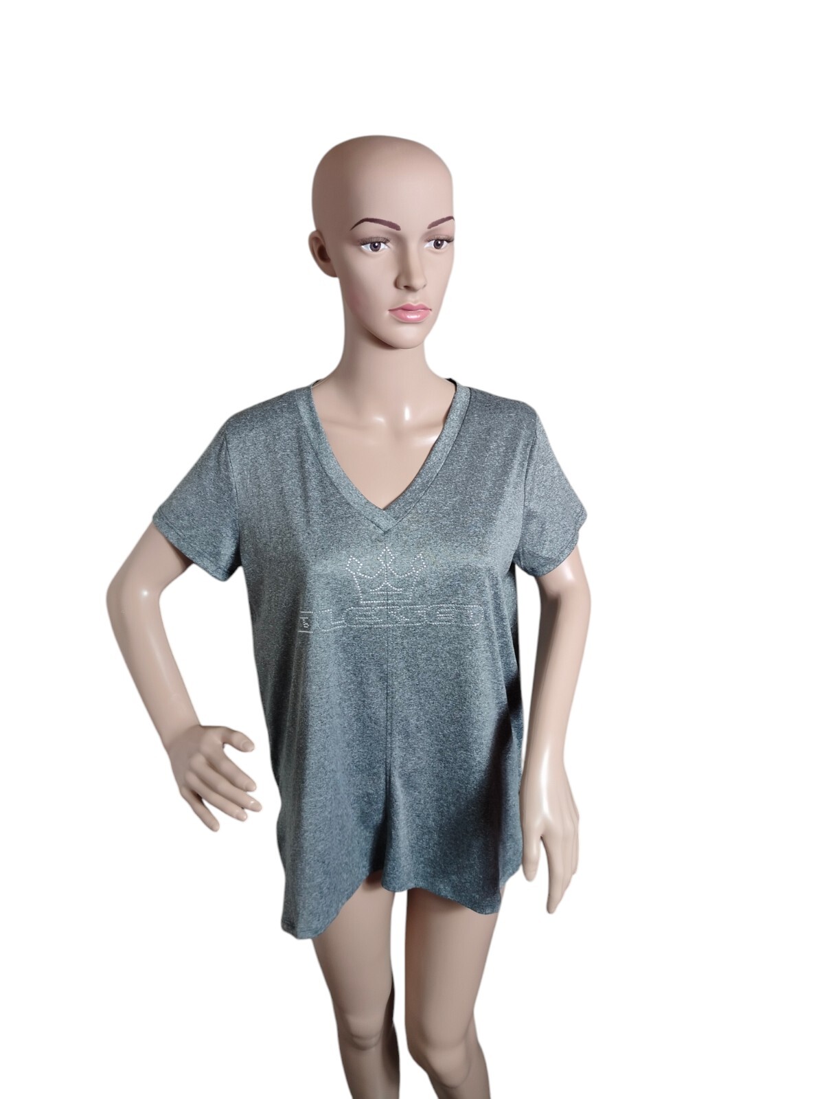 Ninexis T Shirt Women’s Medium Gray Blessed Bedazzled Bling Southern Country