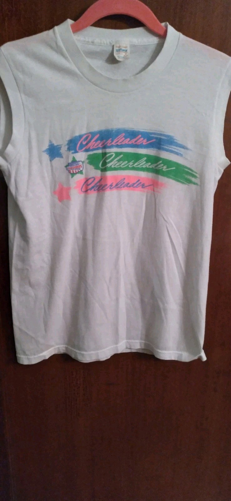 Vintage 80s Cheerleader Muscle Top Shirt M National Cheerleader Association 📣