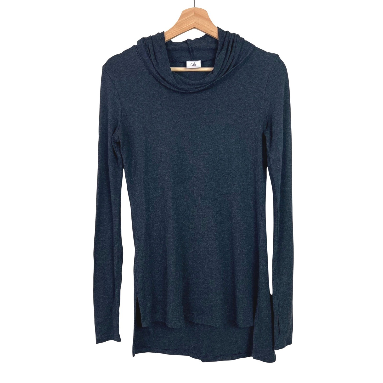 CAbi Womens XS Midnight Blue Turtle Tee Cowl Neck Tunic Long Sleeve Top