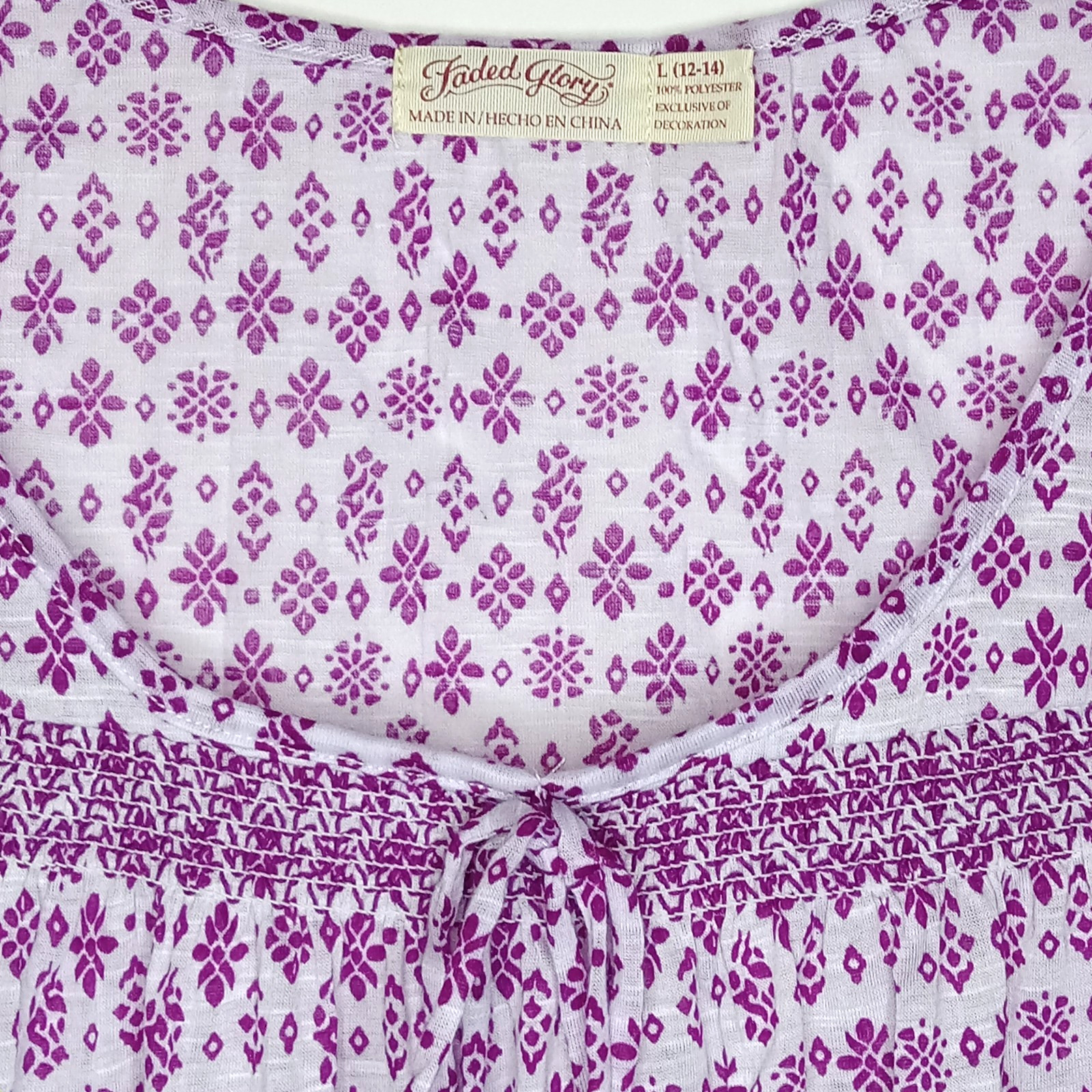 Faded Glory Sleeveless Peasant Top Womens Sz L Purple Gauzy Summer Boho Casual