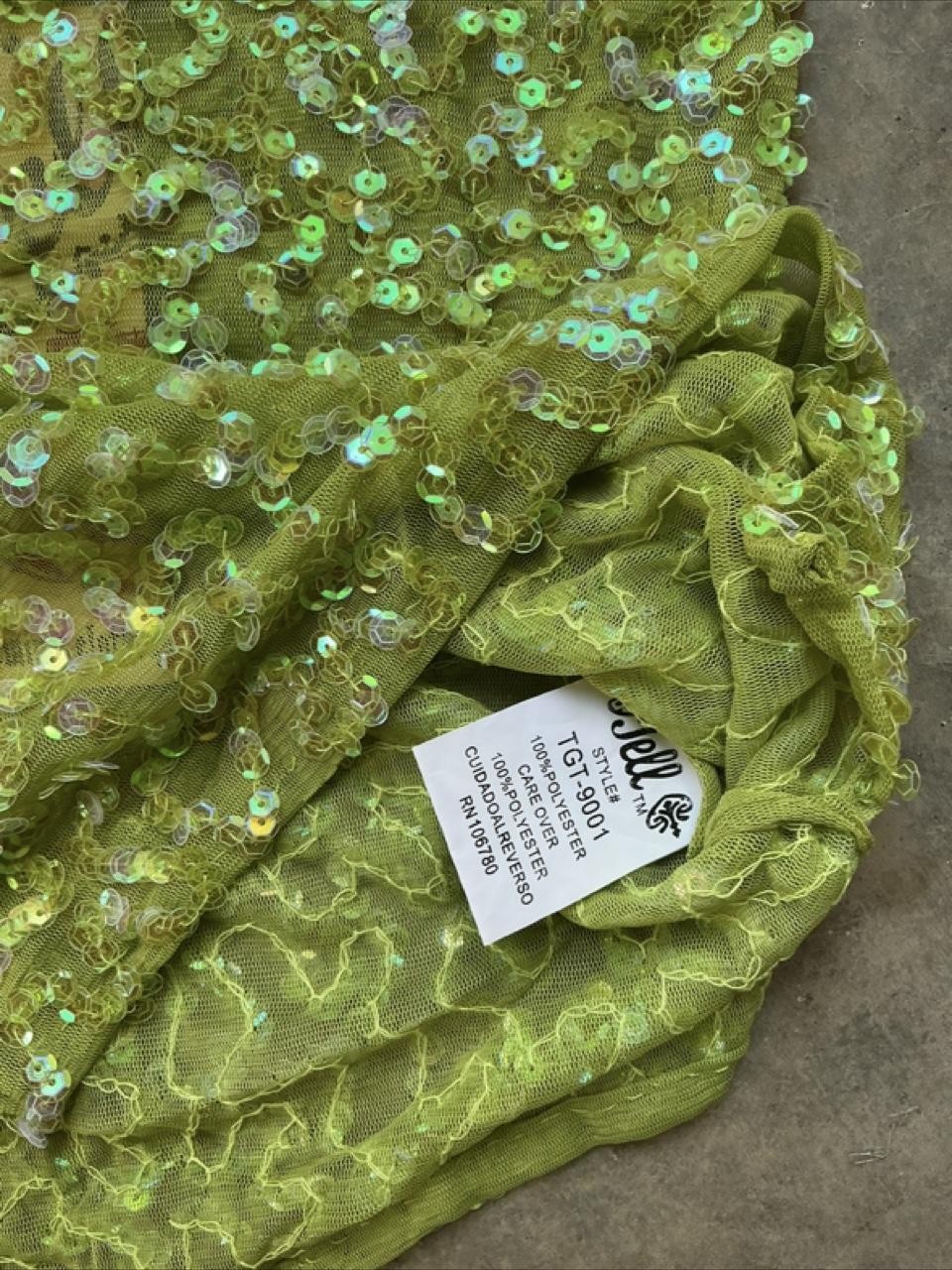 Y2K Deadstock Lime Green Sequin Cami Top | Sheer Sparkly Party Tank