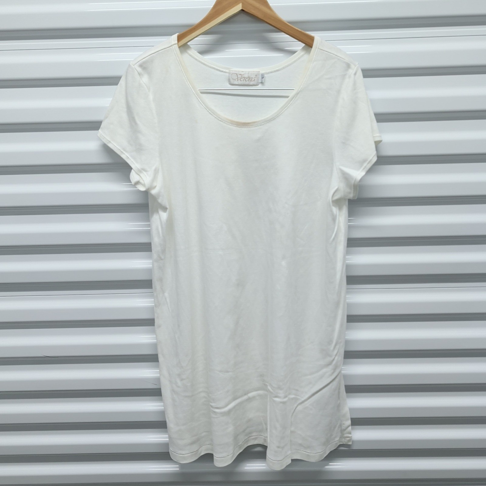 Verena T-Shirt Size L Womens White Pima Cotton Scoop Neck Short Sleeve Tunic Tee