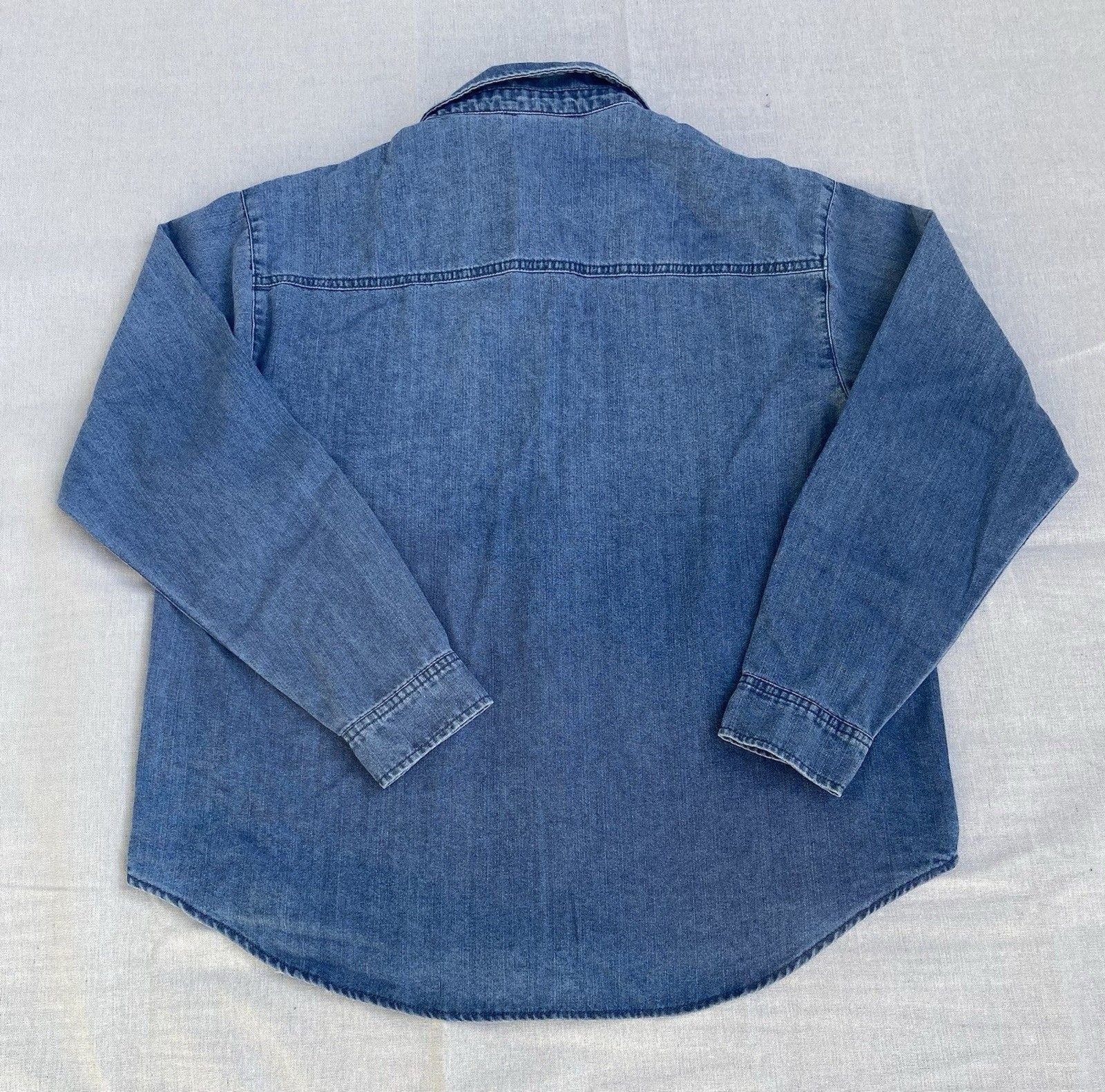 Seven7 Women’s Medium Denim Button Down Shirt Rhinestone Studded Y2K Style