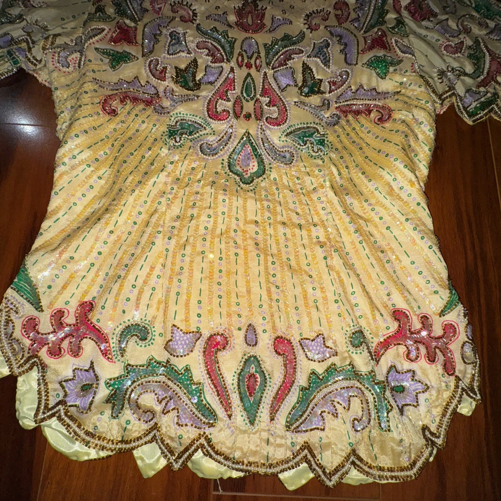 Ramana Pure Silk Beaded Embroidered Boho Top Vintage Festival Size 10 Hippie