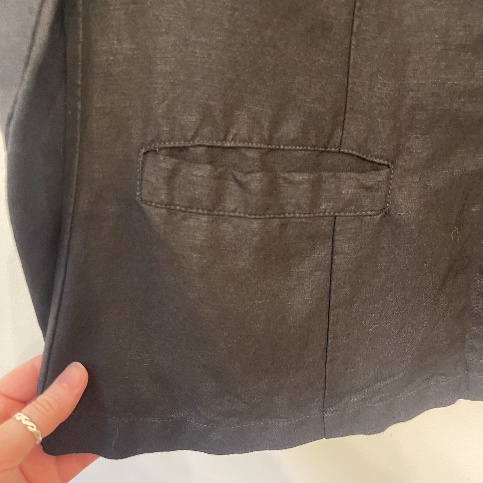 Flax Black Linen Blend Chore Coat Button Down Top Size Small