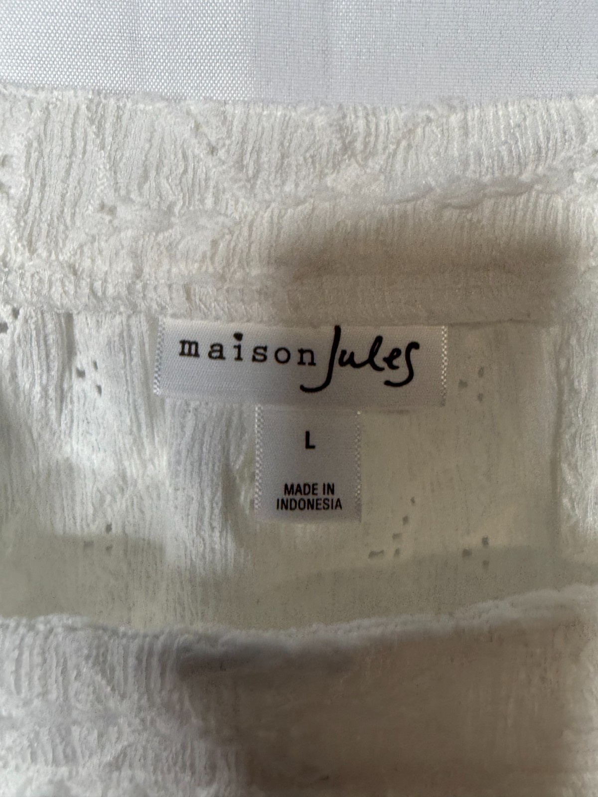 NWT Maison Jules Womens Off White Square Neck Flutter Sleeve Blouse Top Size L