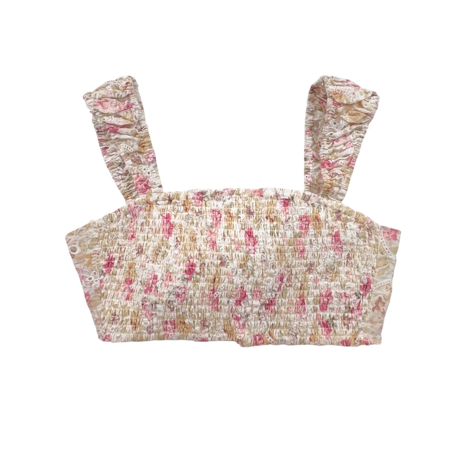 MINKPINK Cecile Floral Prairie Crop Top in Pink Size Small