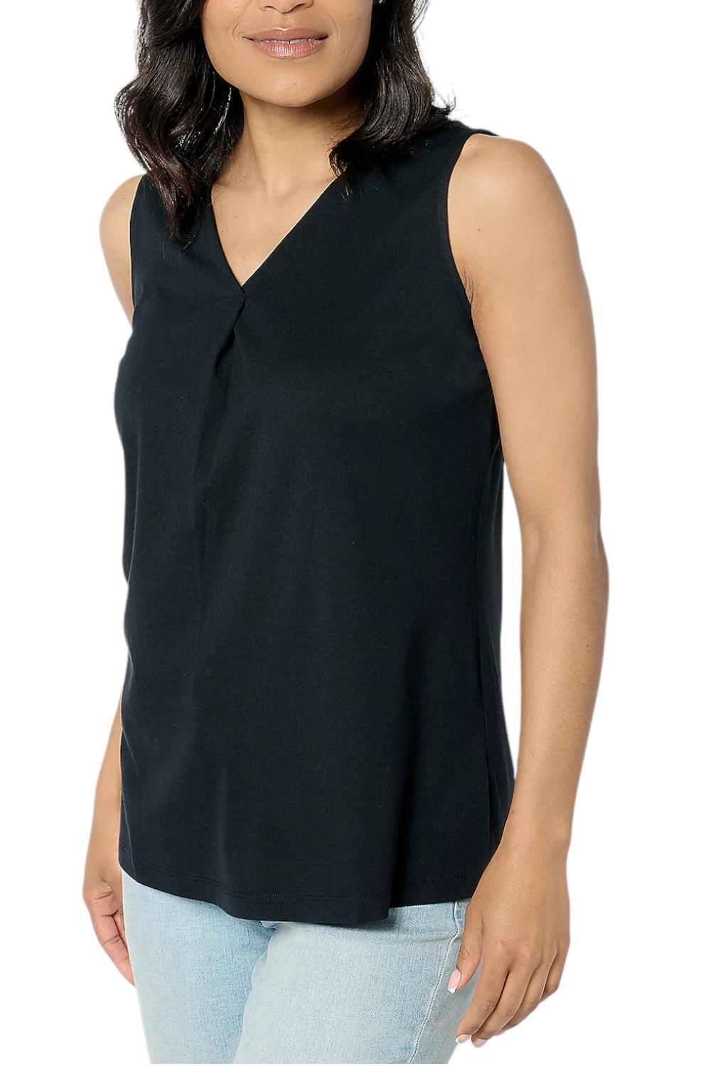 Denim & Co. Women’s Essentials Modal Blend Jersey V-Neck Tank Black