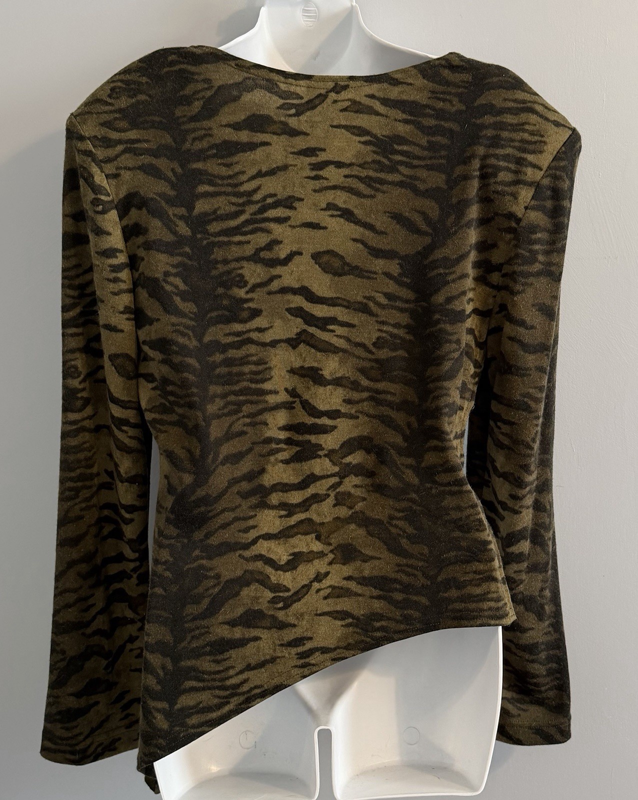 Vtg JOSEPH RIBKOFF Top 12 Wool/Rabbit Hair Animal Print Asymmetric Career