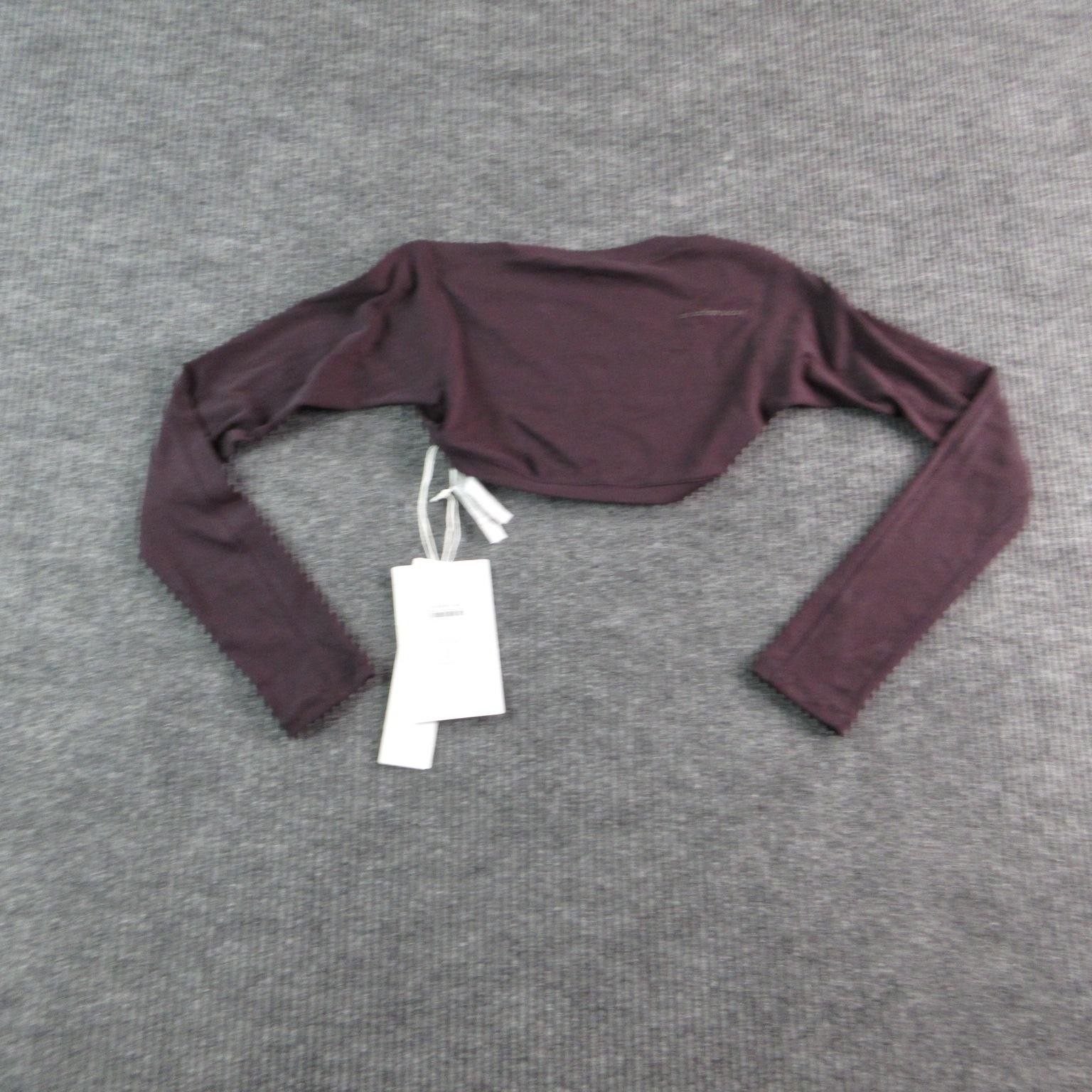 An Action A Day T-Shirt Womens S Dark Plum Cropped Shrug Long Sleeve Jersey NWT