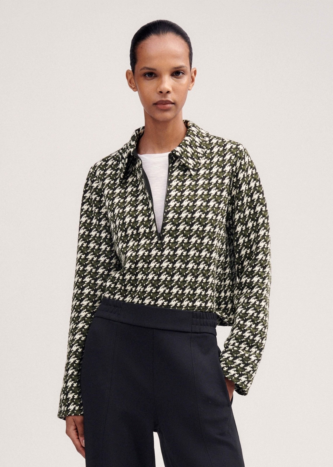 ME+EM TRAVEL TAILORING HOUNDSTOOTH JACQUARD PONTE JERSEY BOX TOP SIZE 10