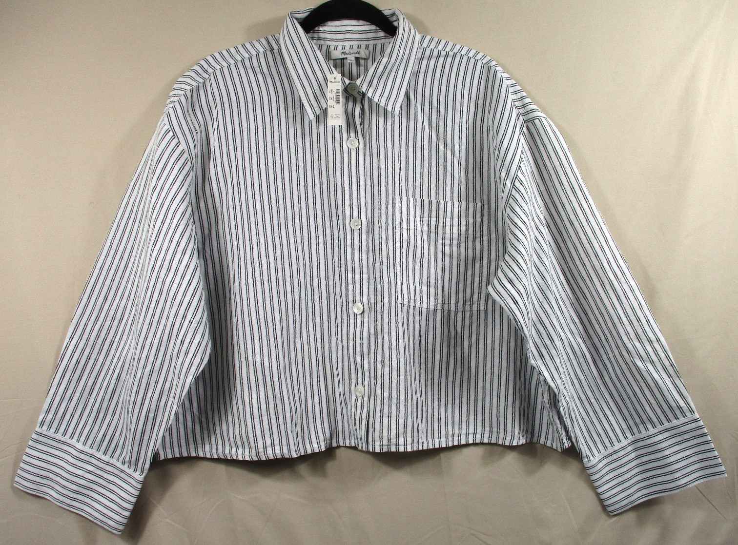 -NWT Madewell Straight-Hem Shirt in Linen White Stripes 52″ Bust Women’s Sz L