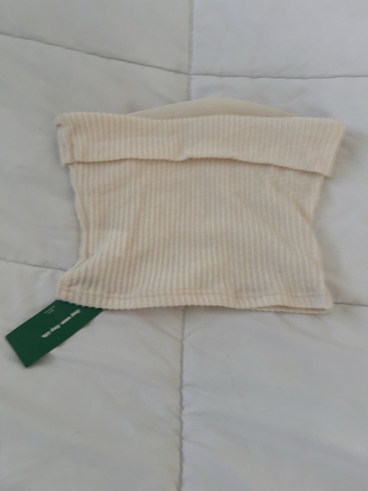 SHEIN Beige Ribbed Knit Strapless Tube Top, Women’s Size M Regular Pullover
