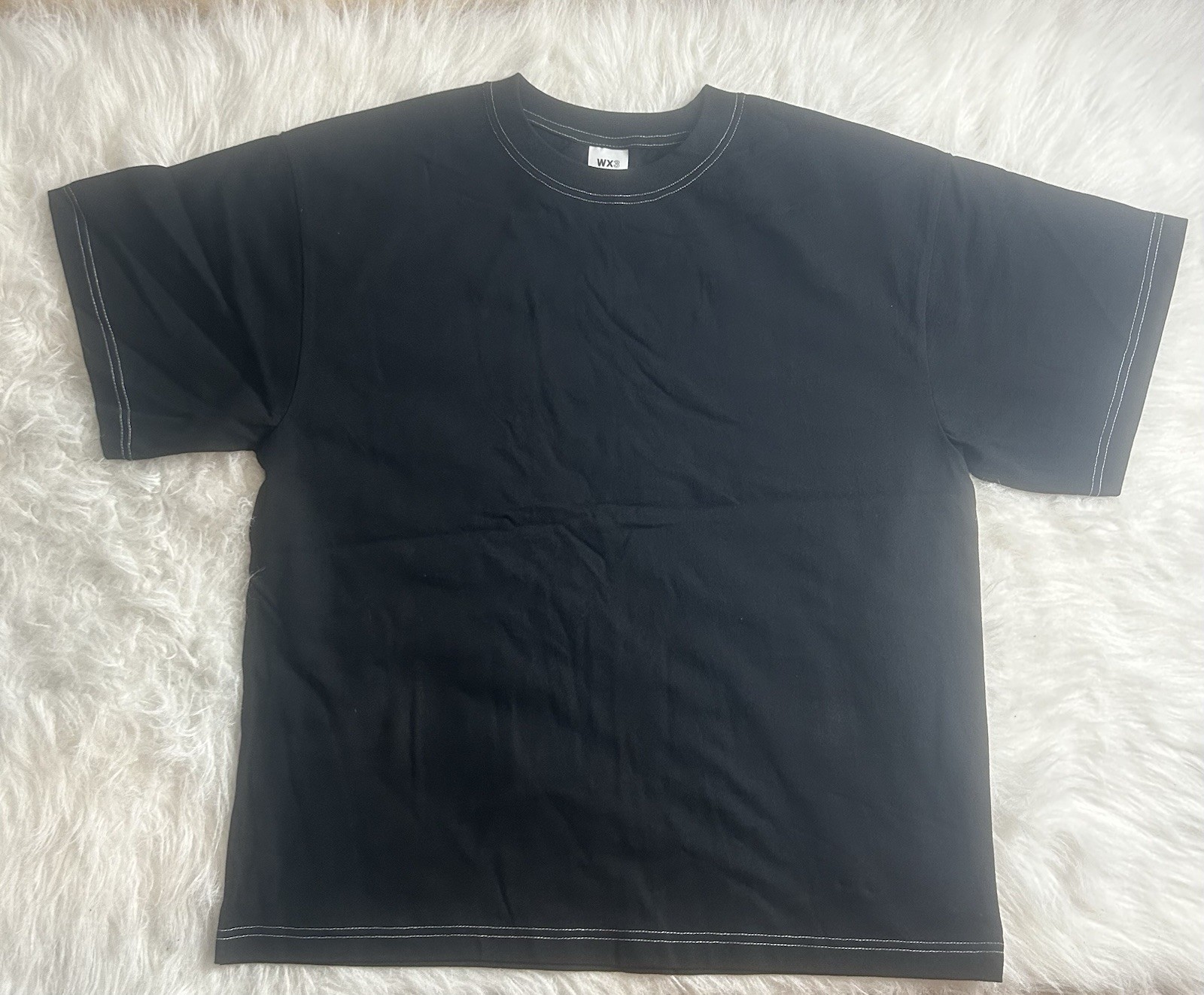 WX3 Heavyweight Boxy Tee – Black with White Contrast Stitching Size M NWT Zumiez