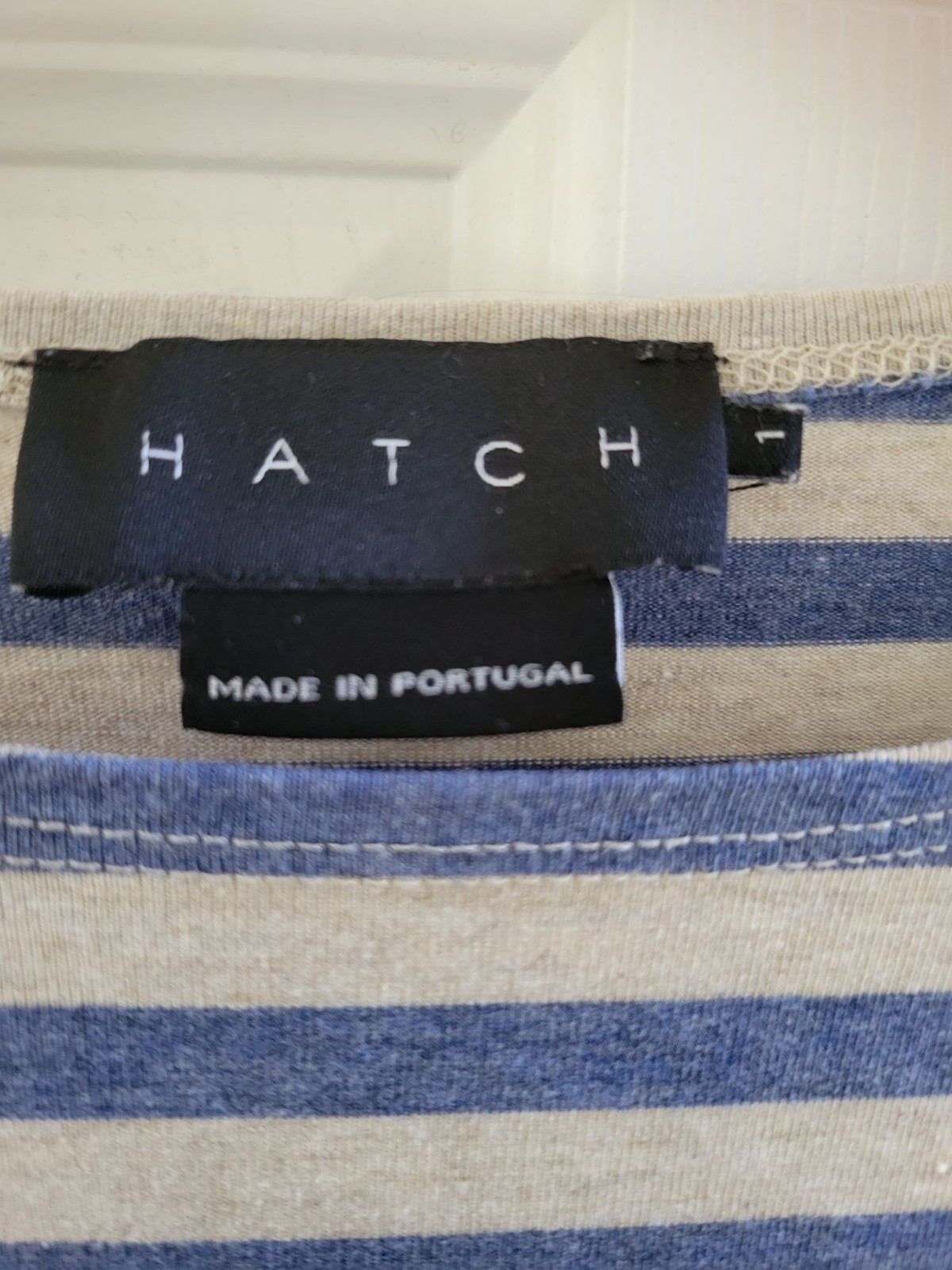Hatch Blue Gray Striped Maternity top size Small Pregnancy Coastal Nautical