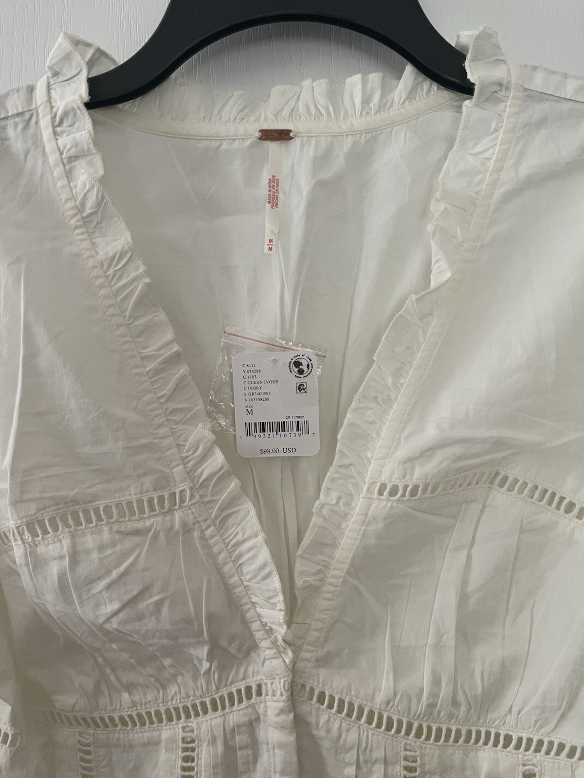 NWT $98 Free People Frankie Corset Cotton Top In Clean Ivory Size M