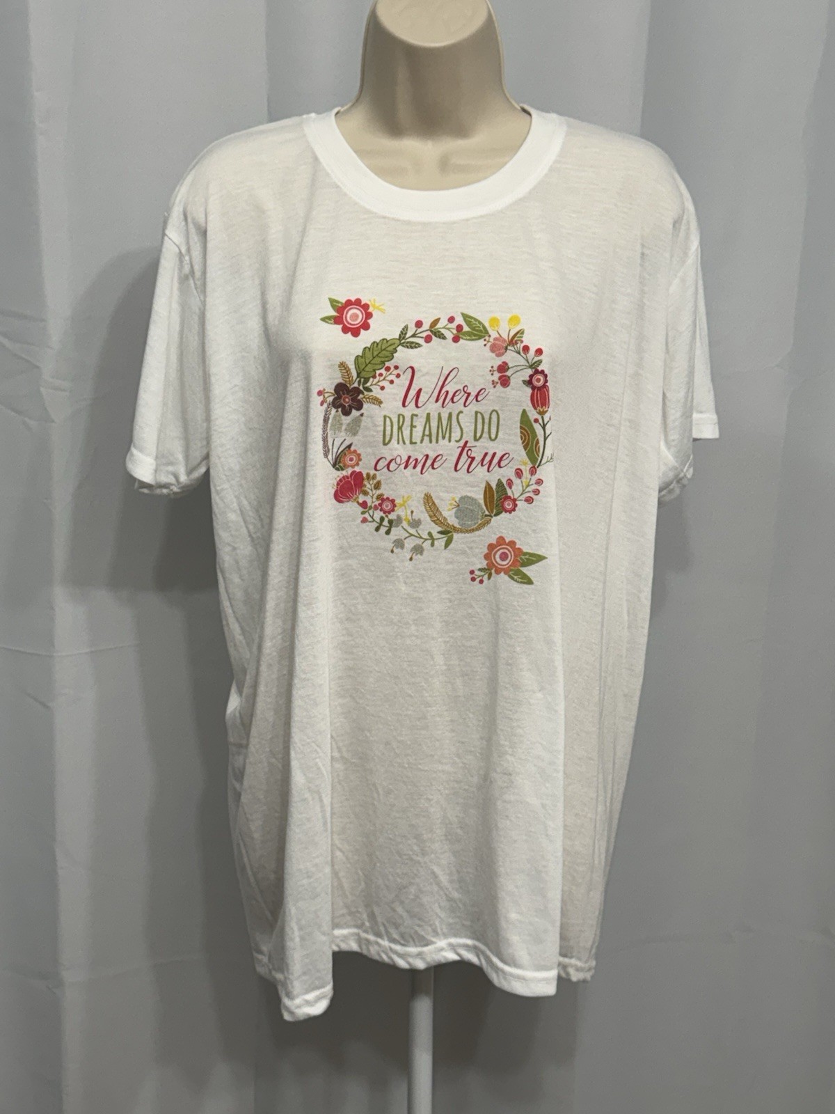 Women’s Ivory Crew Neck Short Sleeve Comfort Soft Graphic T-Shirt L